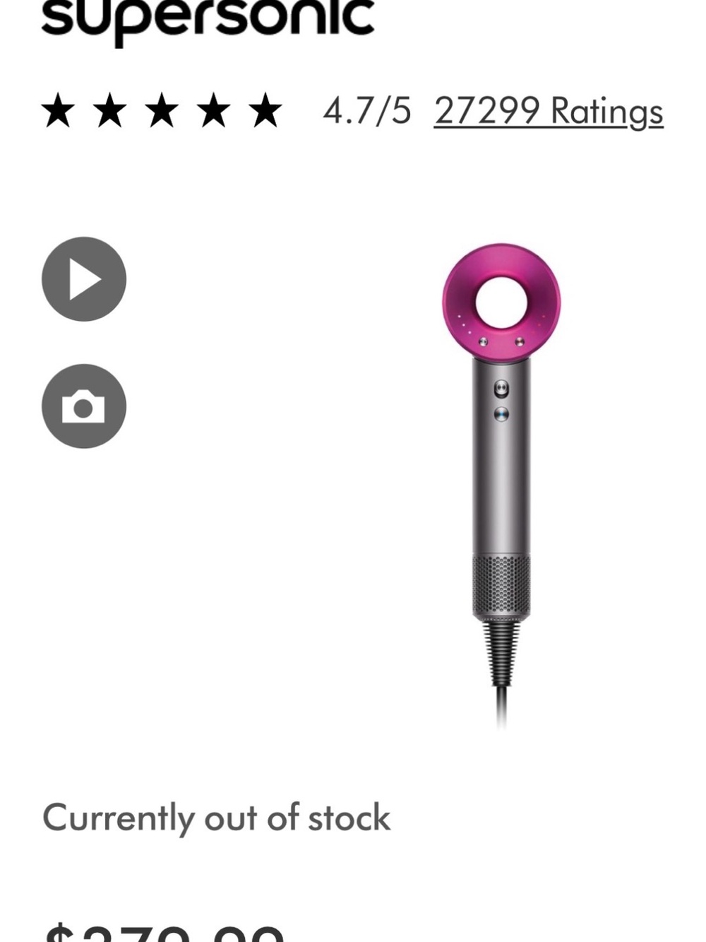 Dyson Supersonic Hair Dryer - Metallic Gray with Purple Accent